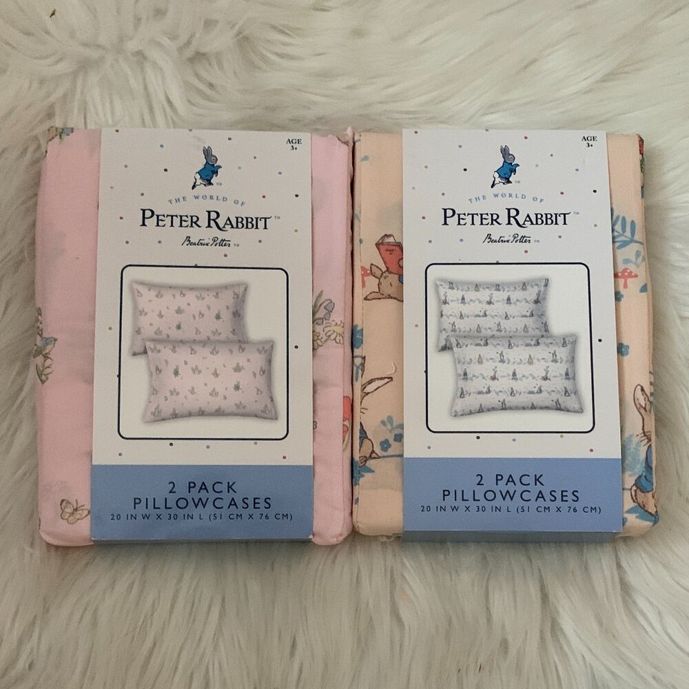 PETER RABBIT Reading and Gardening Standard Pillowcases (4 PACK SET)